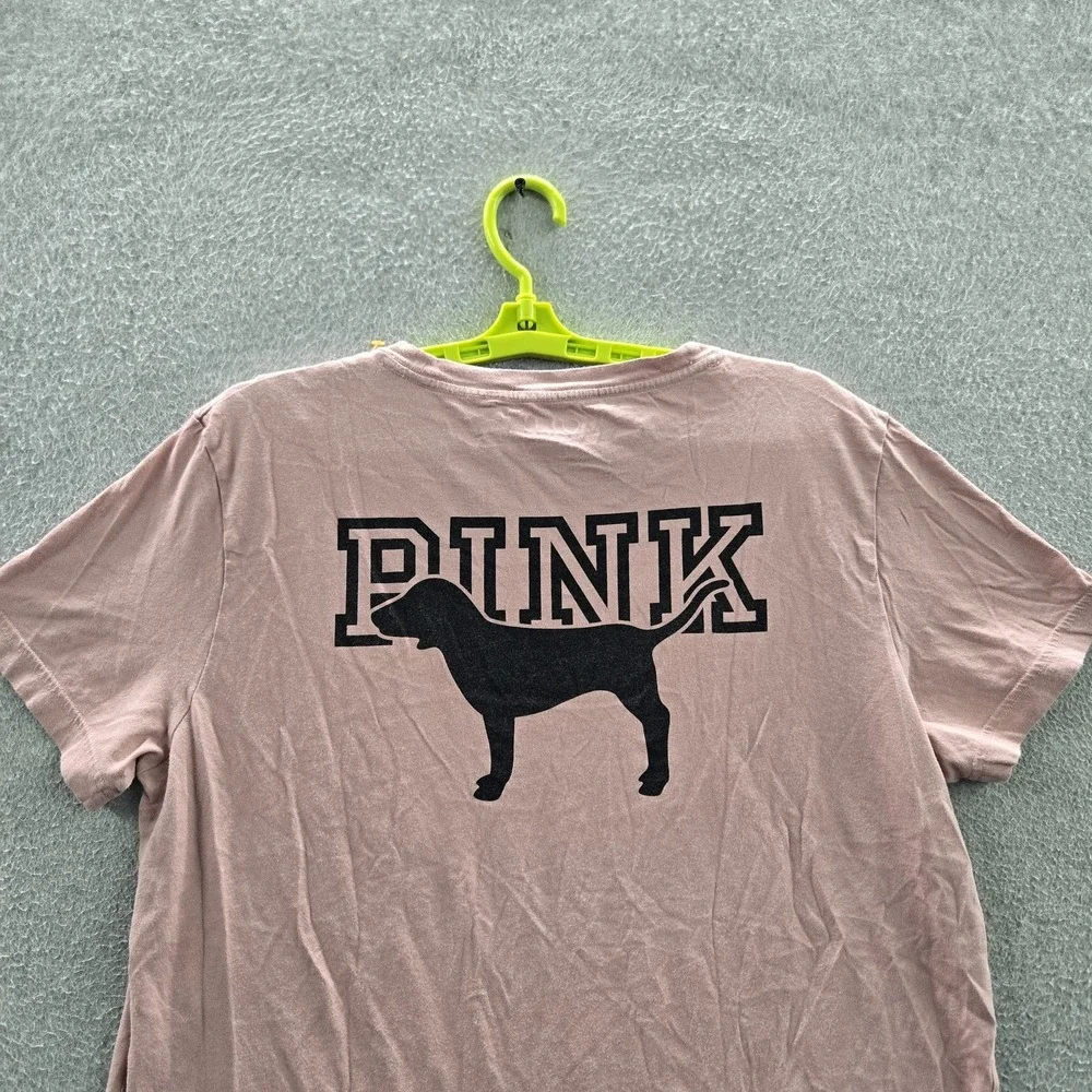 PINK Women Shirt‎ M Logo Pocket Graphic Crew Neck Pullover